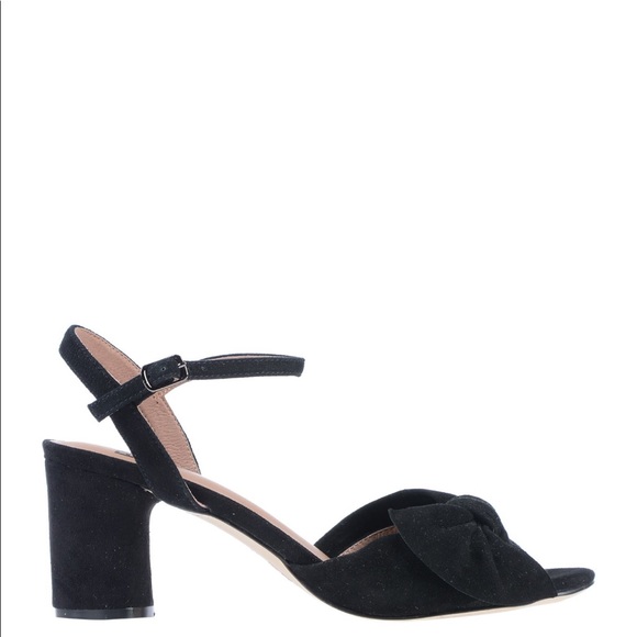 Bibi Lou Black Suede Knotted Striped Heeled - Picture 4 of 4